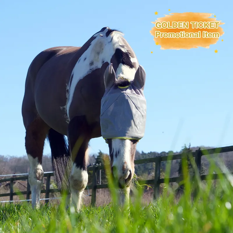 Equilibrium Field Relief Midi Fly Mask With Ears - Grey/Yellow-1